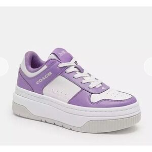 Coach C301 Platform Sneakers Women Purple White new Low Top Leather